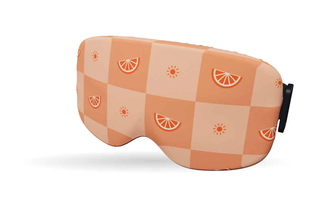Print Citrus check · Peach spritz op een skibrilhoes