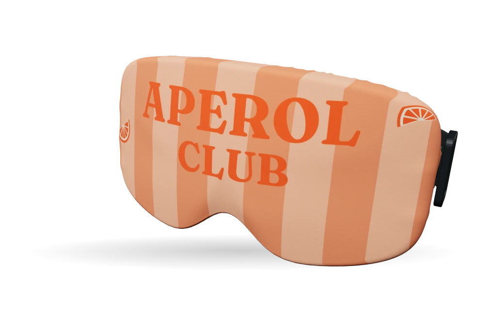 Print Aperol Club · Peach spritz op een skibrilhoes