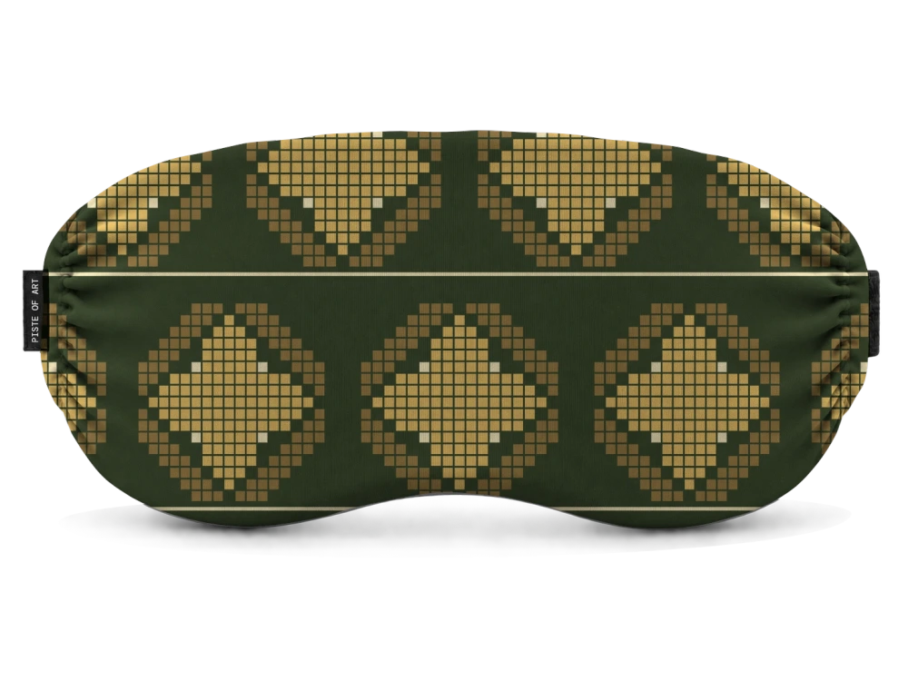 Print Chalet jacquard · Olive & honey op een skibrilhoes