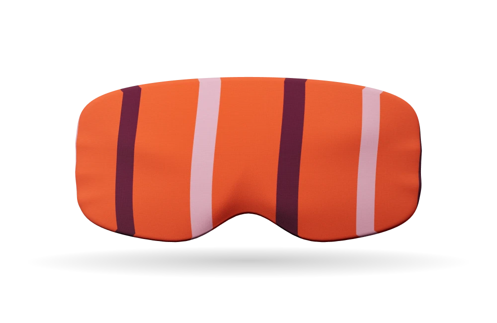 De gebogen vorm en stoffen rand van de skibrilhoes
