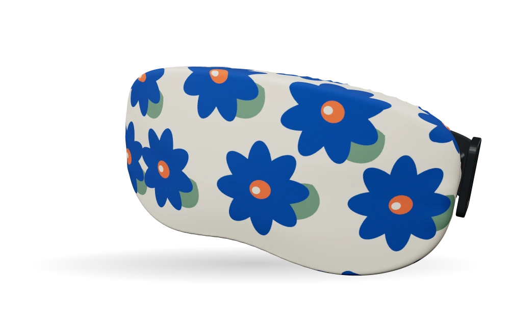 Print Petal parade · Cobalt garden op een skibrilhoes
