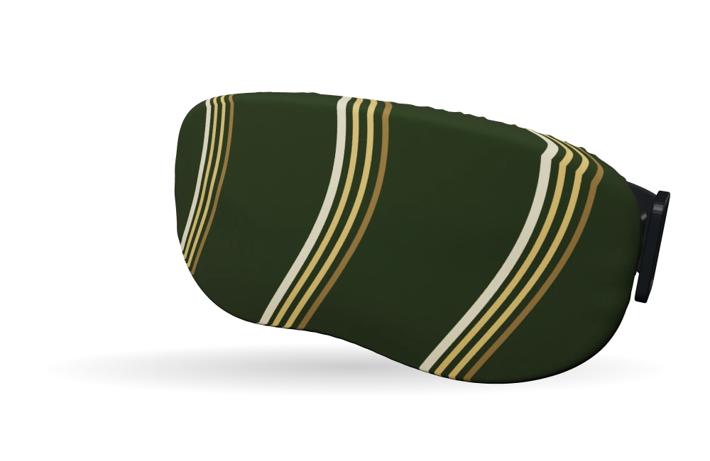 Print Slalom ’78 · Olive & honey op een skibrilhoes